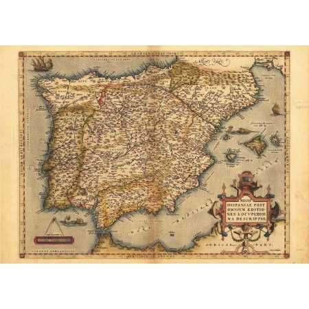 Cadouri Alese Harta Spania sec. XVI - imprimata pe hartie manuala - Atlas Ortelius - format A3 Cadouri culturale 79,00 lei