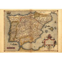 Harta Spania sec. XVI - imprimata pe hartie manuala - Atlas Ortelius - format A3