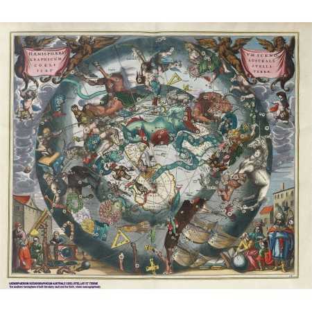 Cadouri Alese Hărți celeste imprimate pe hârtie manuală-Hemisphaerium Scenographicum Australe coeli - A3 Cadouri culturale 79...